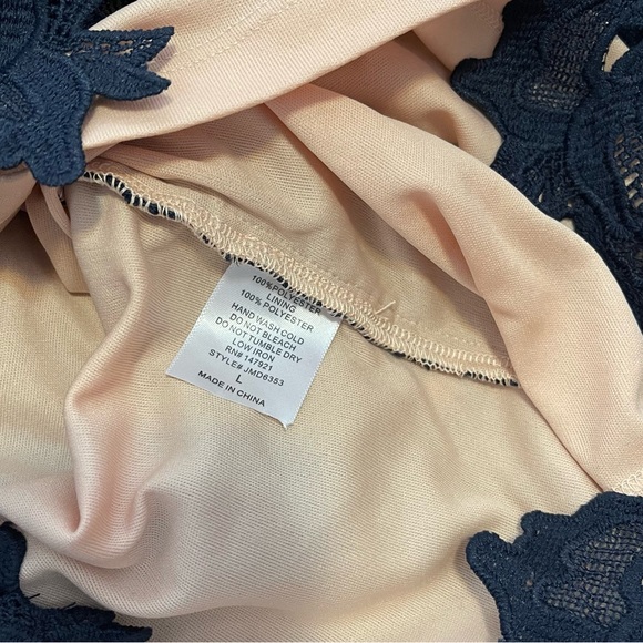 CALVIN TRAN Luxe Love Navy Lace Midi Dress Size L - Picture 4 of 5